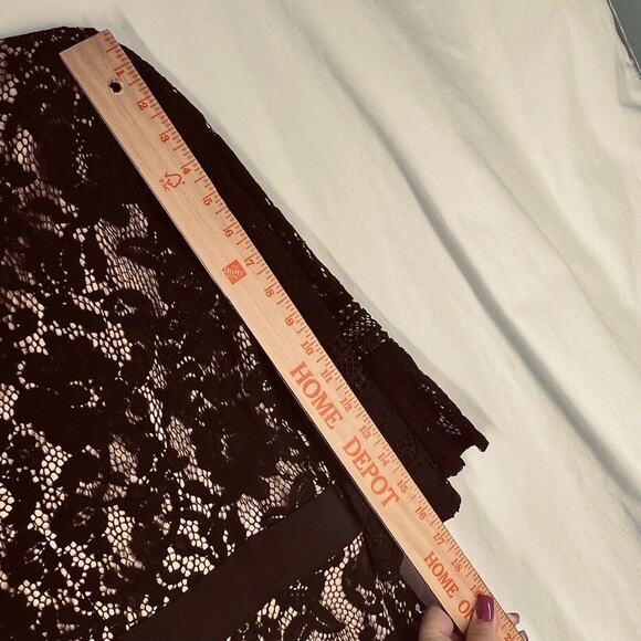 Miss May Womens Dress Medium Black Floral Lace Tan Lining Flare Sleeves A Line - Picture 9 of 16